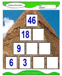Çıkarma Pramidi Çalışma Sayfaları